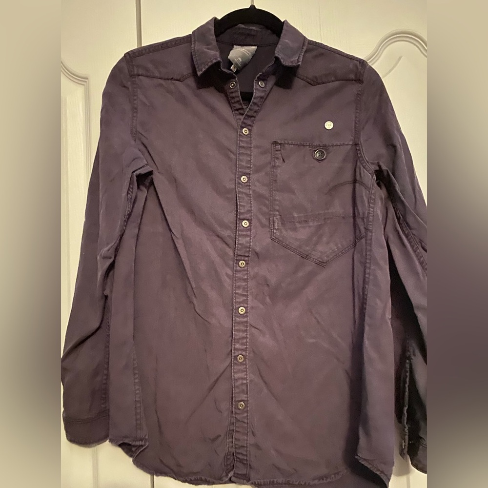 G-Star Dark Purple Casual Lyocell Button-Down Shirt